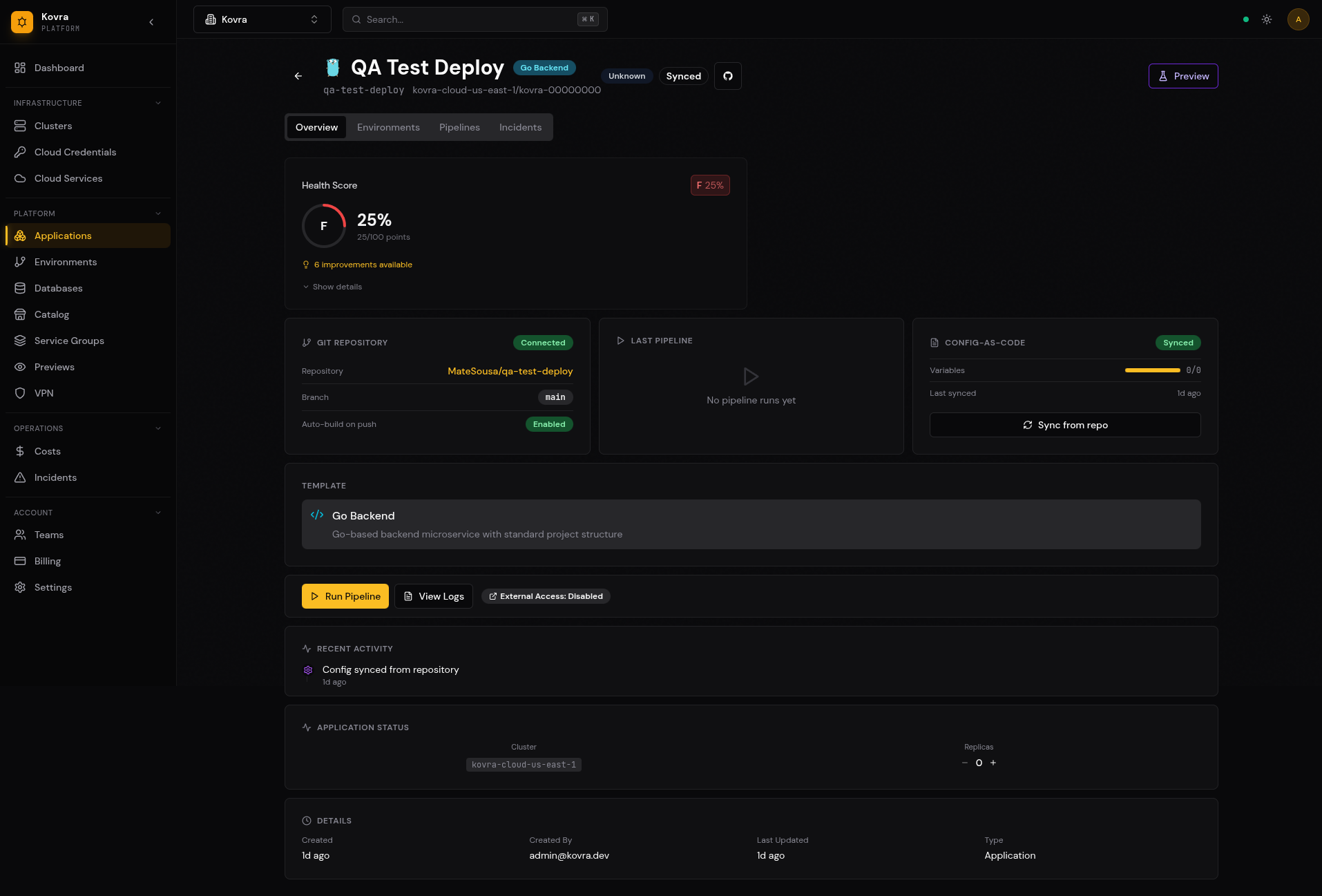Application Detail Page