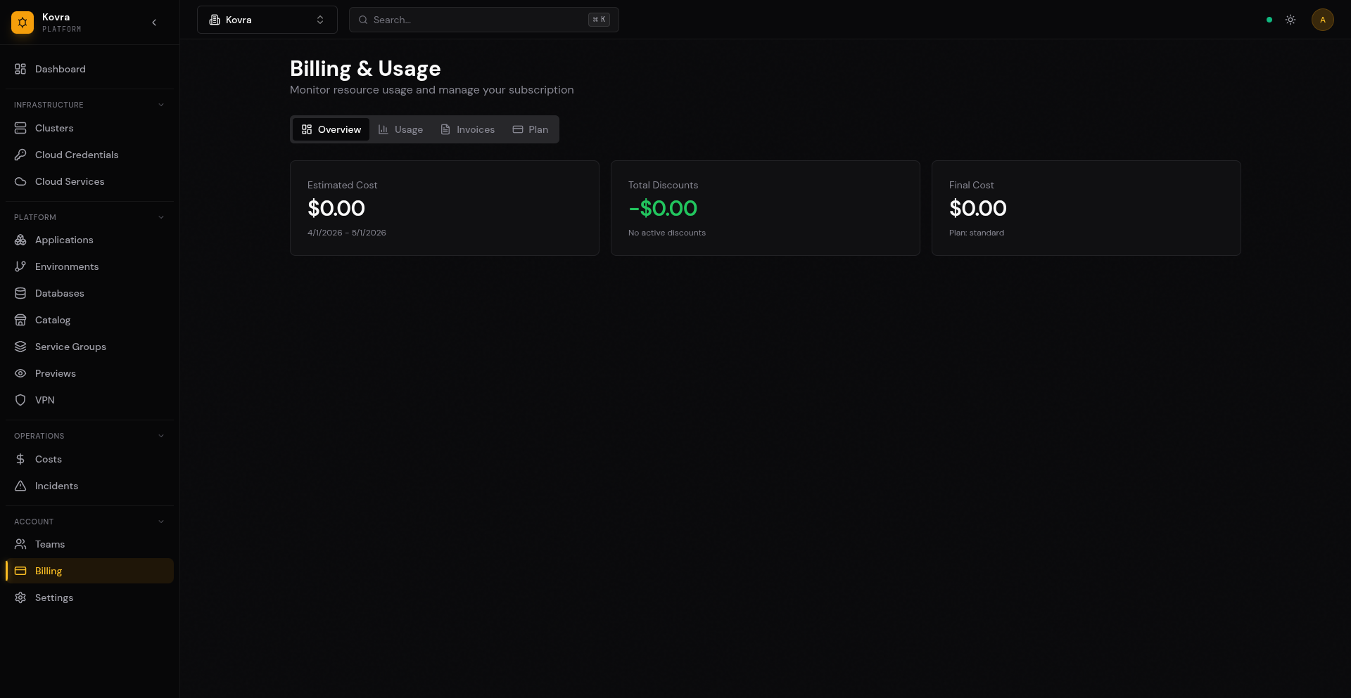 Billing & Usage Dashboard