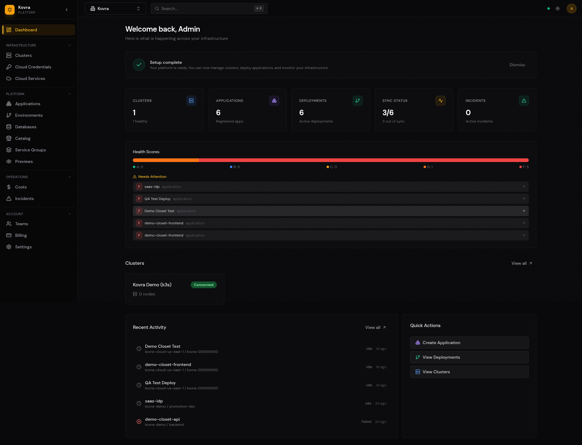 Kovra Cloud Dashboard