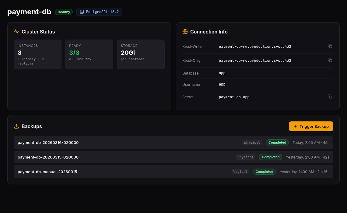 Database Detail Page
